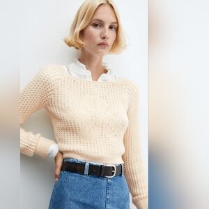 Mango Crochet Flower Sweater